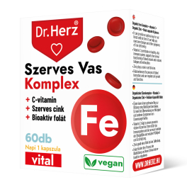   Dr Herz Szerves Vas Komplex + C-vitamin + Szerves Cink + Folát kapszula 60db