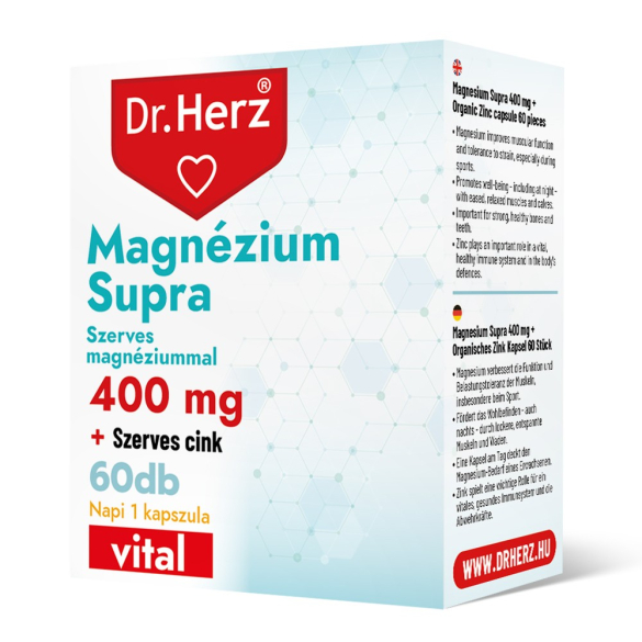 Dr. Herz Magnézium Supra 400 mg + Szerves Cink kapszula 60 db DOBOZOS