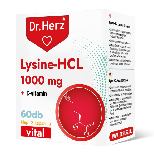 Dr. Herz Lysine-HCL + C-vitamin 60 db kapszula doboz  (Lejárati idő: 2024/05)