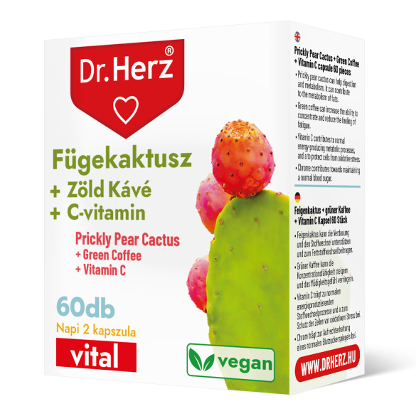 DR Herz Fügekaktusz + Zöld kávé + C-vitamin 60 db kapszula doboz