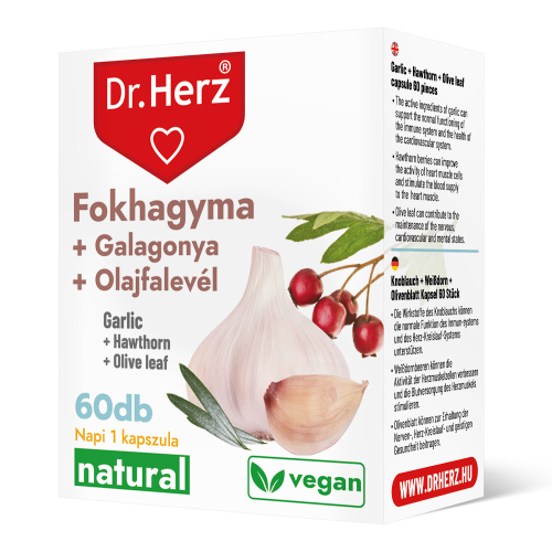 DR Herz Fokhagyma + Galagonya + Olajfalevél 60 db kapszula 