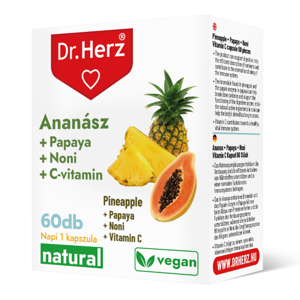 DR Herz Ananász + Papaya + Noni + C-vitamin 60 db kapszula doboz