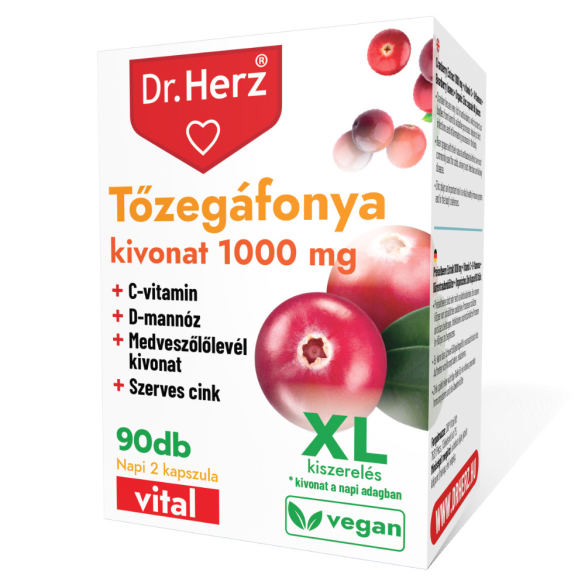 DR Herz Tőzegáfonya kivonat 1000 mg kapszula doboz 90db XL