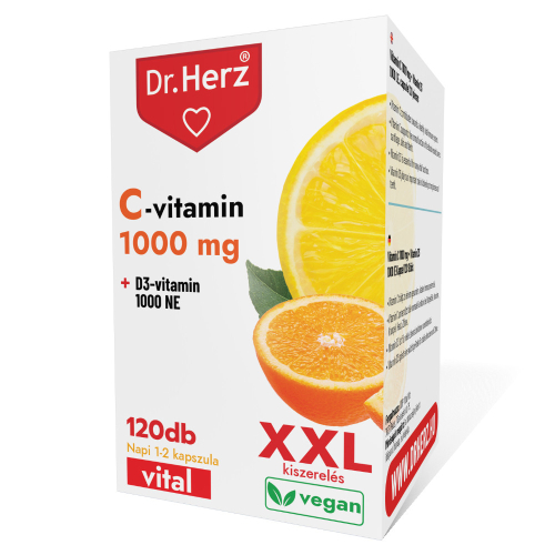Dr Herz C-vitamin 1000 mg + D3-vitamin 1000 NE kapszula 120 db XXL